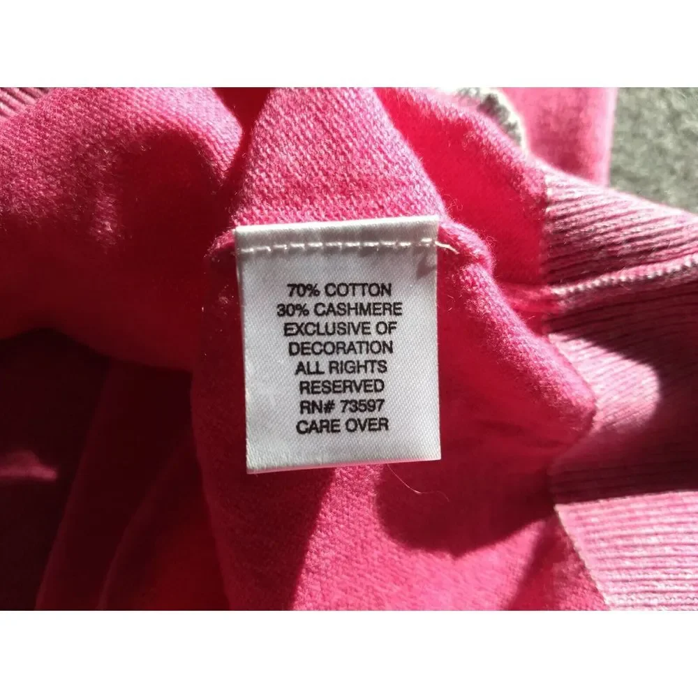 Raffi Sweater Cashmere Blend Pink Mens M 1/4 Zip Mock Neck Pullover Ribbed Cuff‎